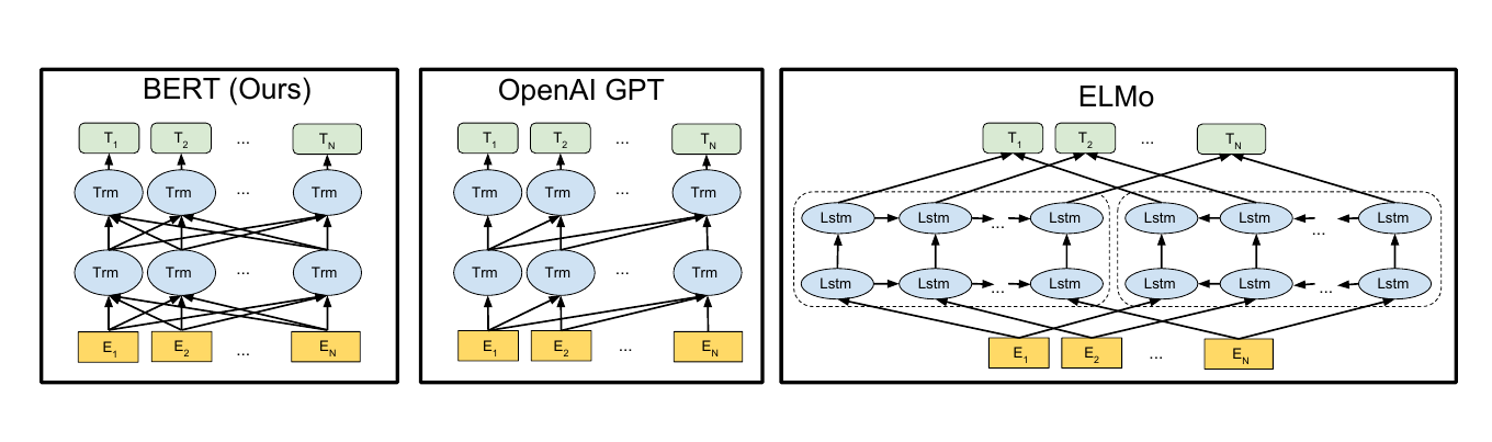 BERT vs ELMo and GPT